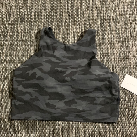 Athleta Tops - Athleta Women's Conscious Crop A-C Top Built-in Bra Camouflage Black Size XL New